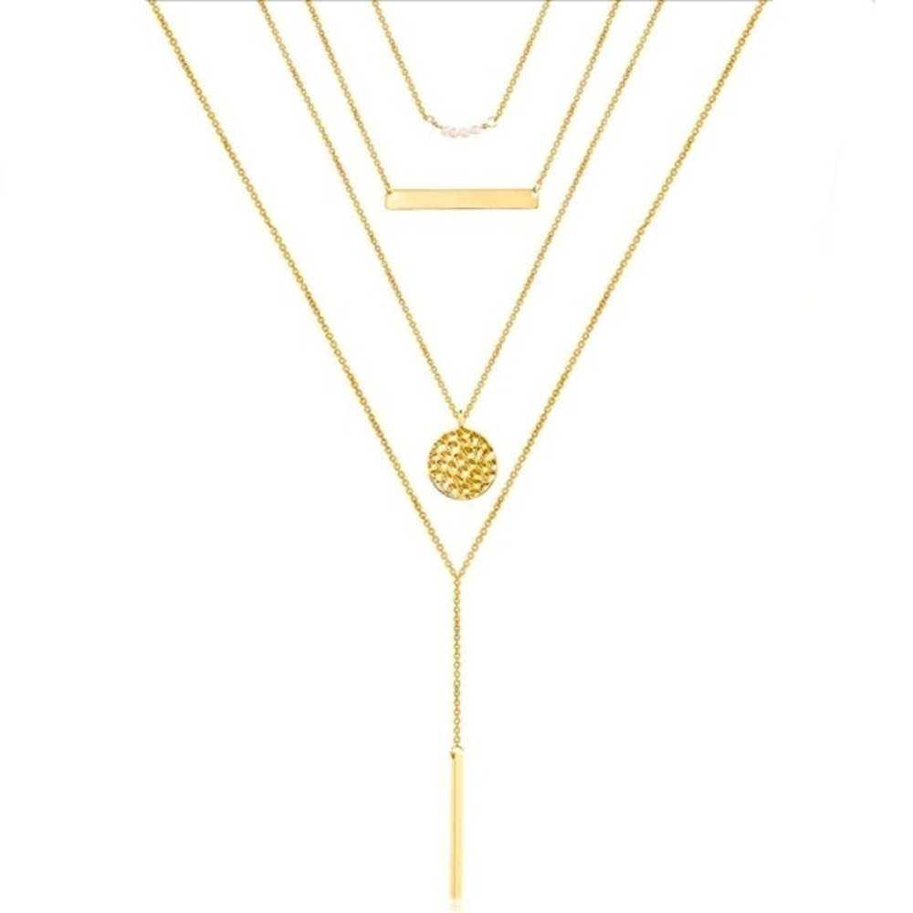Women’s necklace 14K Gold Plated Pendant multilayered 4 Piece necklace for Women